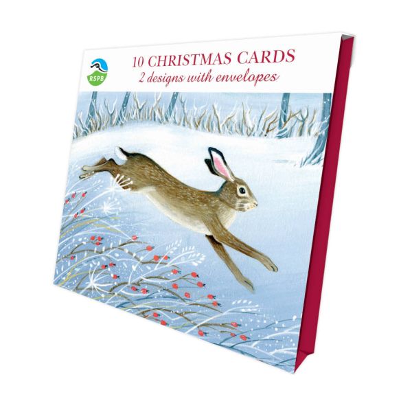 RSPB Luxury Xmas Cards 10 Wintry Hare & Fox